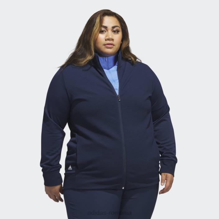 Adidas jachetă cu fermoar complet texturizat bleumarin (plus mărime) adidas femei marina 2JBN9915