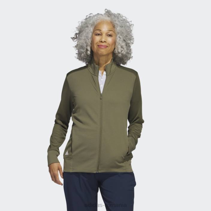 Adidas jachetă cu fermoar texturizat adidas olive femei măsline 2JBN9426
