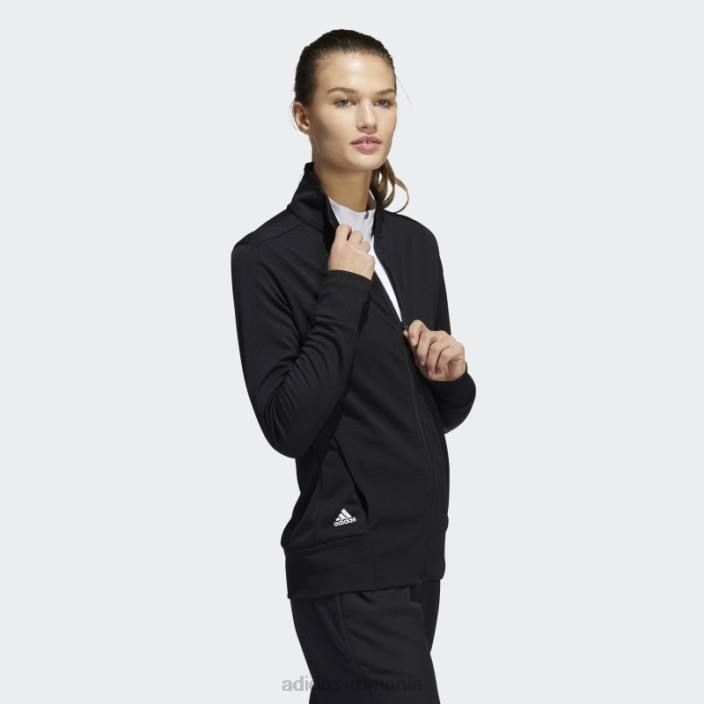 Adidas jachetă neagră cu fermoar cu textura femei negru 2JBN17038