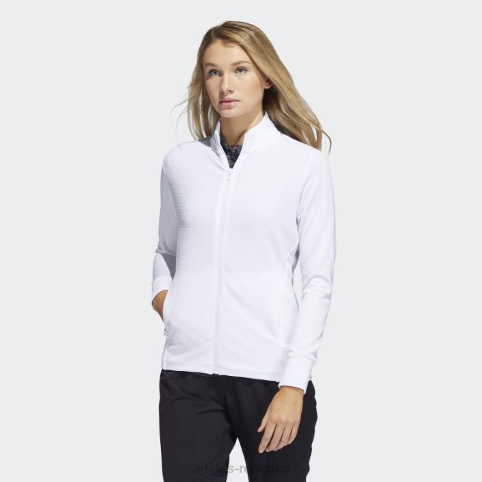 Adidas jachetă texturată cu fermoar albă femei alb 2JBN16771