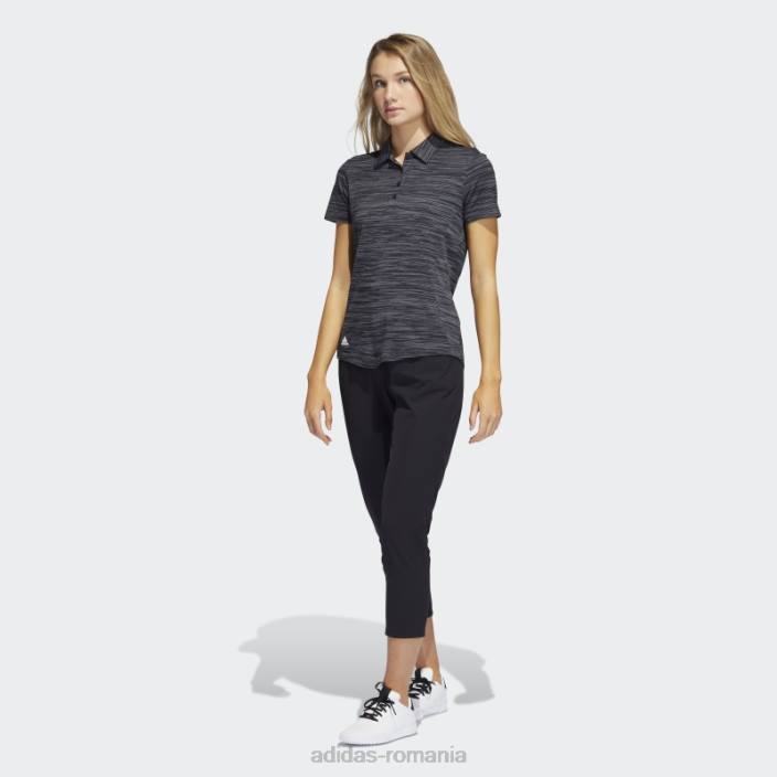 Adidas tricou polo cu mânecă scurtă vopsit în spațiu, negru femei alb negru 2JBN9457