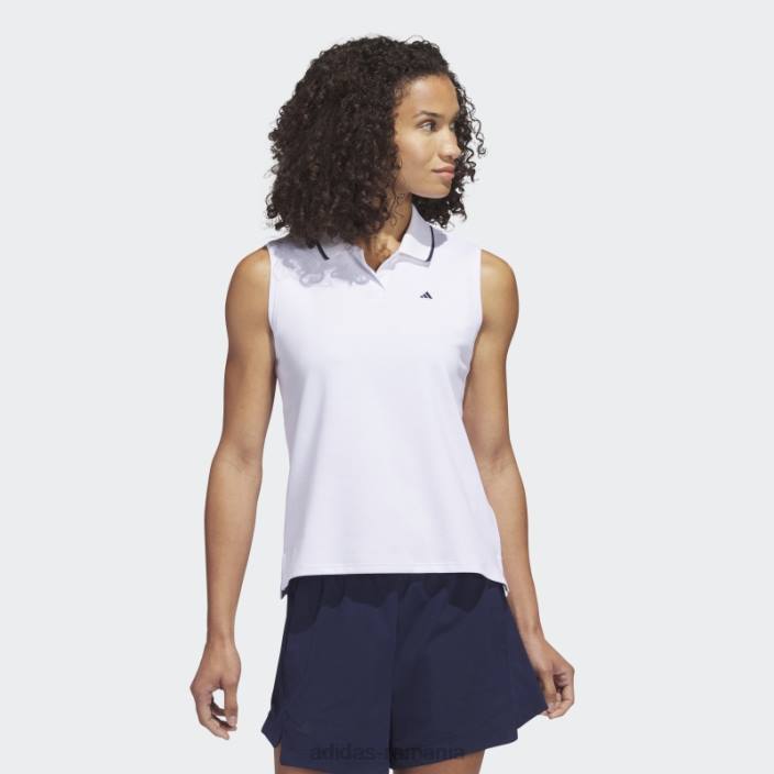 Adidas tricou polo de golf alb fără mâneci din piqué adidas femei alb 2JBN3687