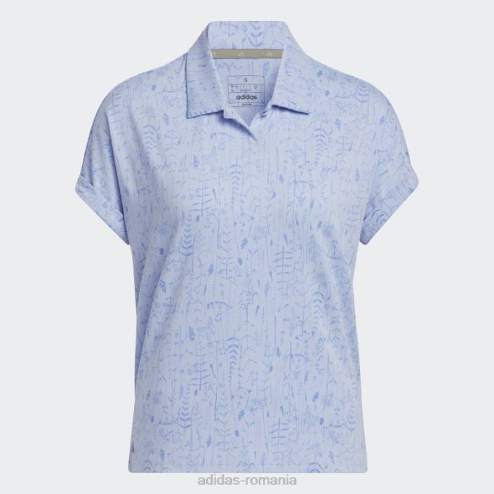 Adidas tricou polo de golf cu imprimeu albastru Dawn femei zori albastre 2JBN9815