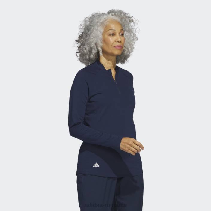 Adidas tricou polo de golf cu mânecă lungă bleumarin cu fermoar sfert adidas femei marina 2JBN16701