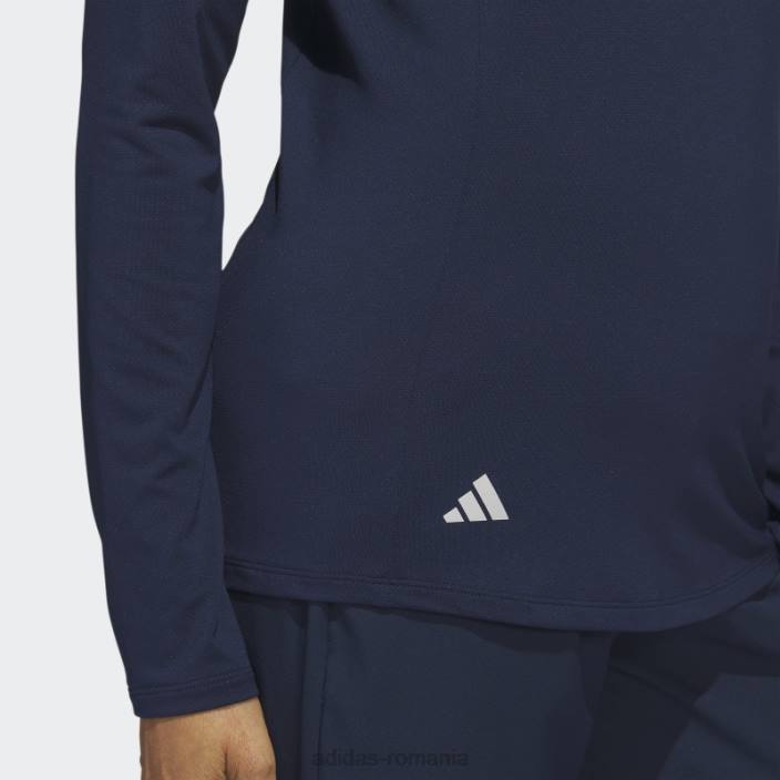 Adidas tricou polo de golf cu mânecă lungă bleumarin cu fermoar sfert adidas femei marina 2JBN16701