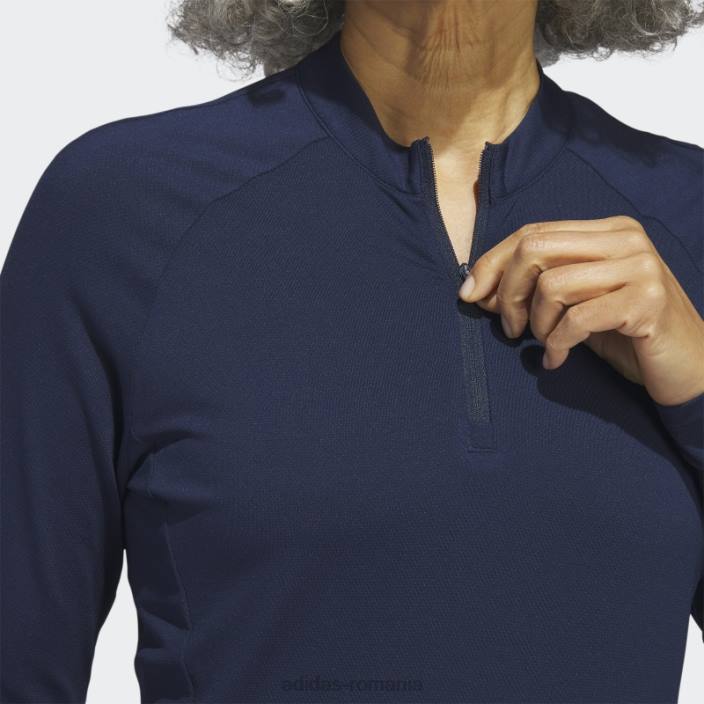 Adidas tricou polo de golf cu mânecă lungă bleumarin cu fermoar sfert adidas femei marina 2JBN16701