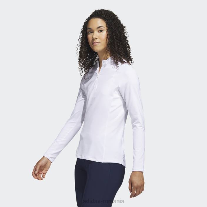 Adidas tricou polo de golf cu mânecă lungă cu fermoar sfert alb adidas femei alb 2JBN9696