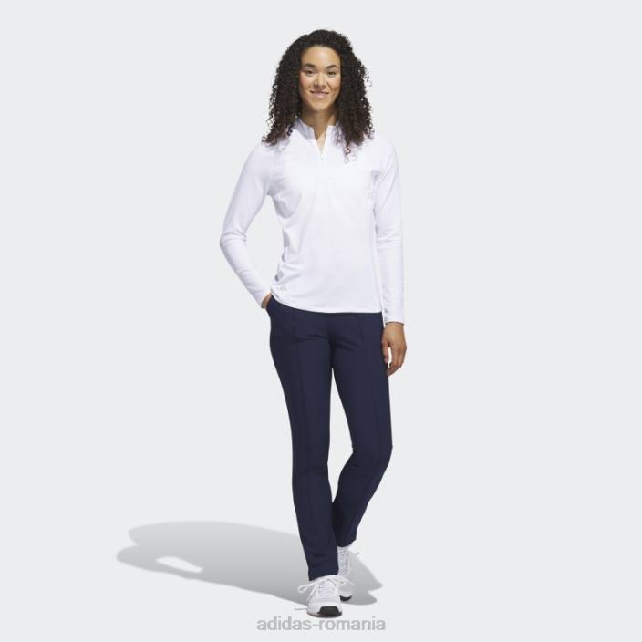 Adidas tricou polo de golf cu mânecă lungă cu fermoar sfert alb adidas femei alb 2JBN9696