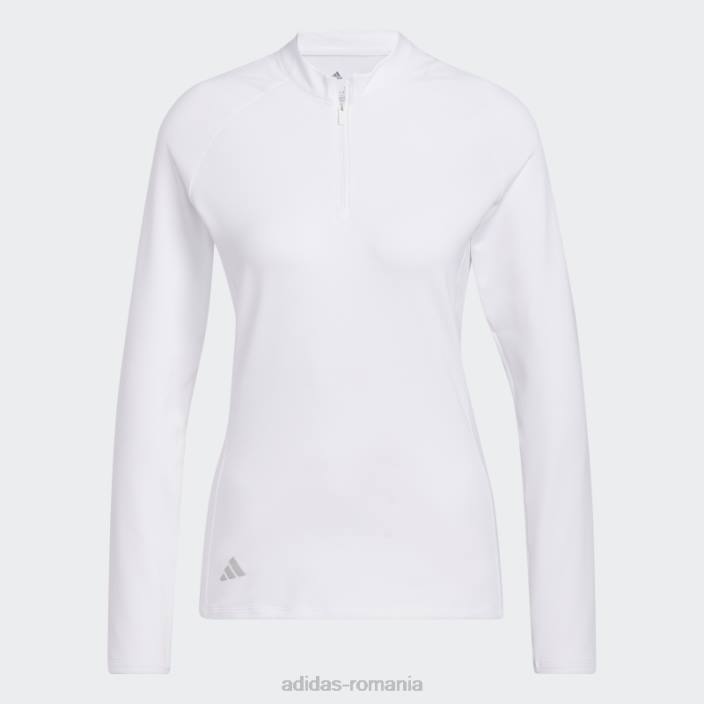 Adidas tricou polo de golf cu mânecă lungă cu fermoar sfert alb femei alb 2JBN16772