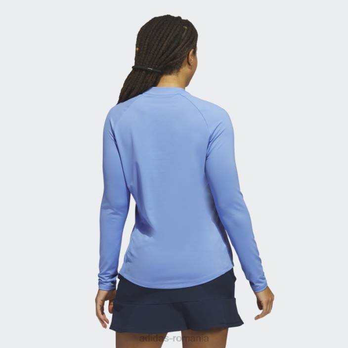 Adidas tricou polo de golf cu mânecă lungă cu fermoar sfert albastru femei albastru 2JBN9985
