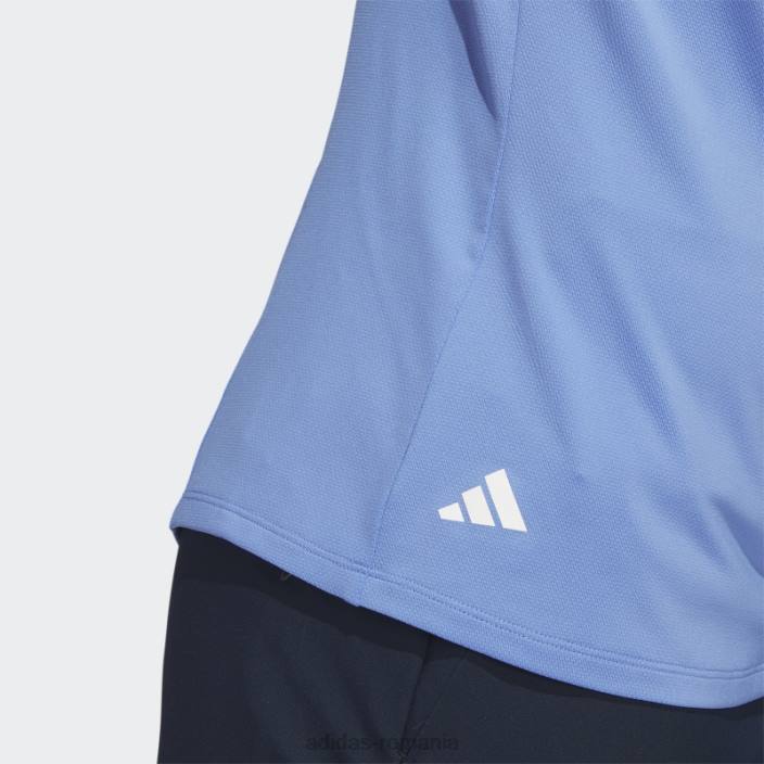 Adidas tricou polo de golf cu mânecă lungă cu fermoar sfert albastru femei albastru 2JBN9985