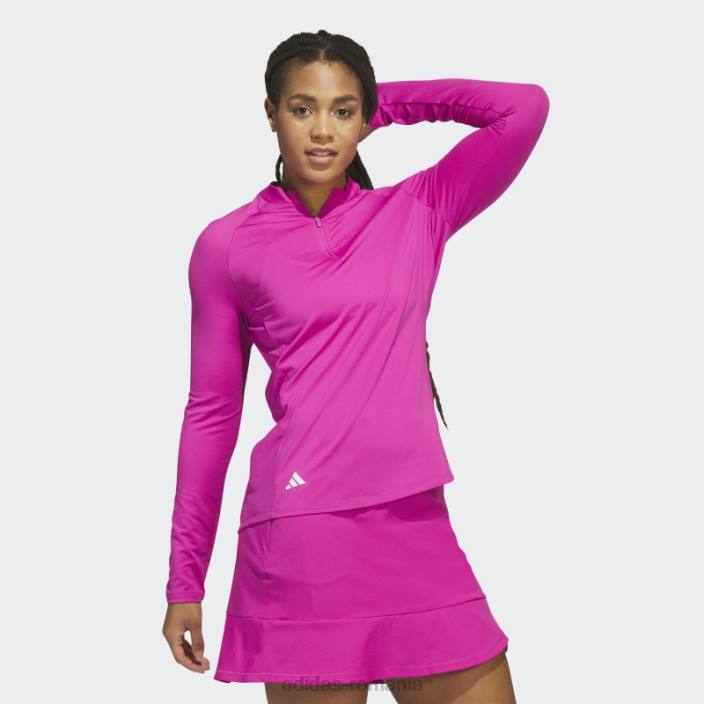 Adidas tricou polo de golf cu mânecă lungă cu fermoar sfert fucsia adidas femei fucsie 2JBN9951