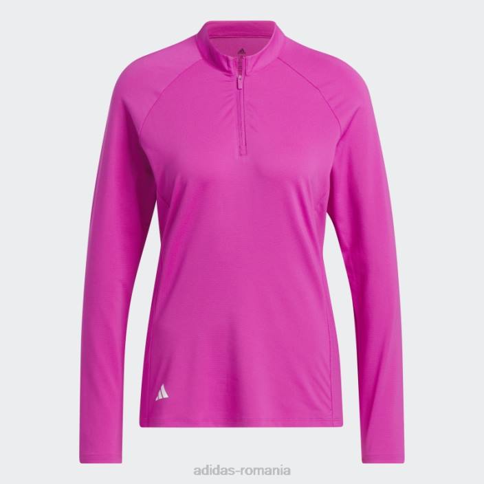 Adidas tricou polo de golf cu mânecă lungă cu fermoar sfert fucsia adidas femei fucsie 2JBN9951