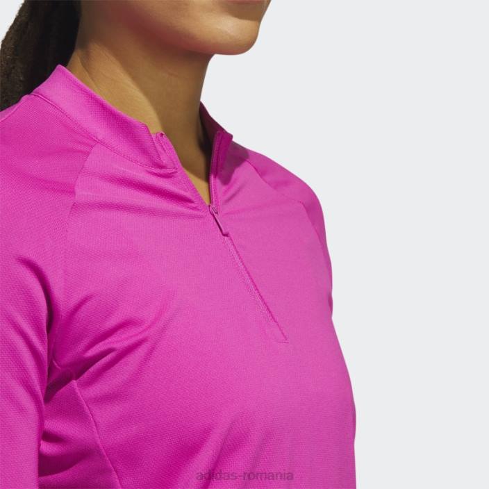 Adidas tricou polo de golf cu mânecă lungă cu fermoar sfert fucsia adidas femei fucsie 2JBN9951