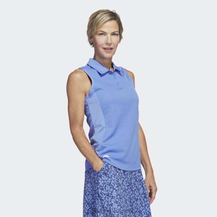 Adidas tricou polo de golf cu textură albastră fără mâneci femei albastru 2JBN9755