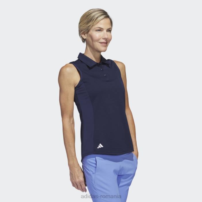 Adidas tricou polo de golf cu textură fără mâneci bleumarin femei marina 2JBN17125