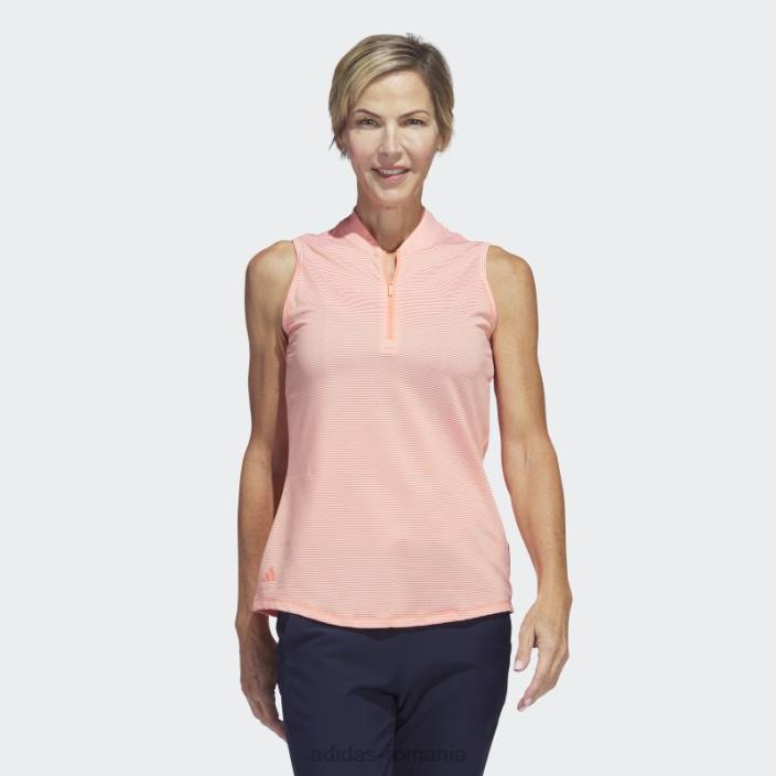 Adidas tricou polo de golf de golf fără mâneci în două culori coral adidas femei coral/alb 2JBN17469