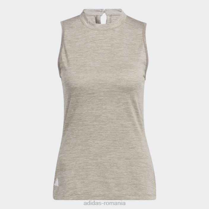 Adidas tricou polo de golf fără mâneci, cu decolteu mof, măsliniu femei măsline 2JBN10124