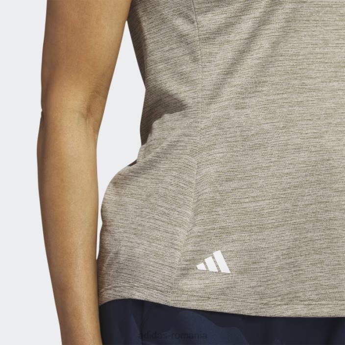 Adidas tricou polo de golf fără mâneci, cu decolteu mof, măsliniu femei măsline 2JBN10124