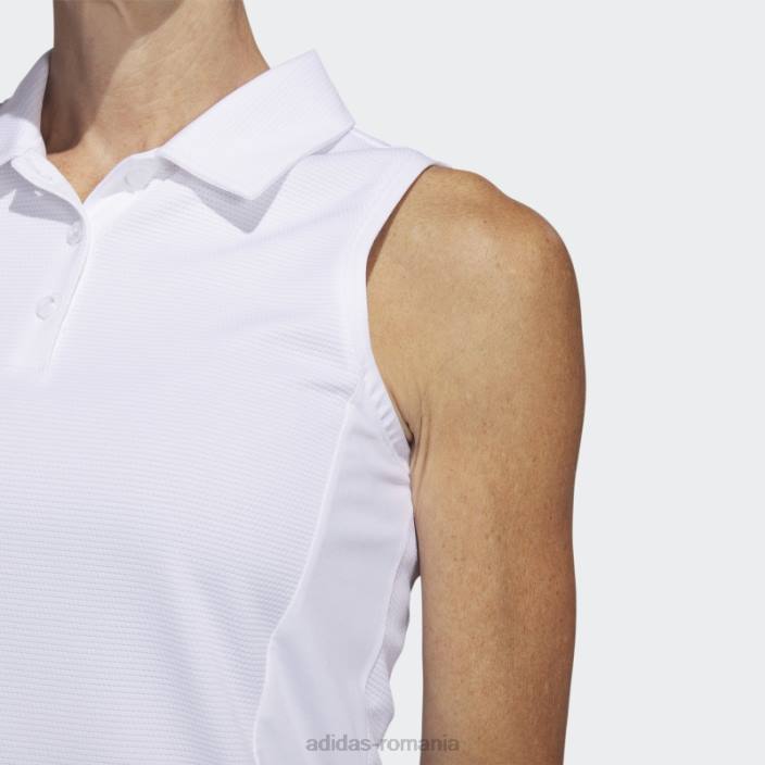 Adidas tricou polo golf fără mâneci textura alb femei alb 2JBN9776