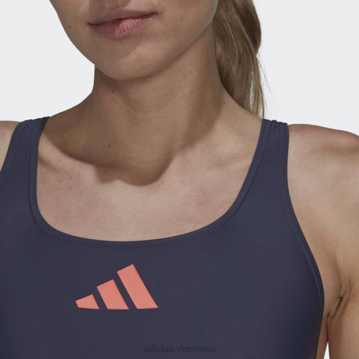 Adidas Costum de baie cu logo cu 3 bare bleumarin femei bleumarin/coral 2JBN16639