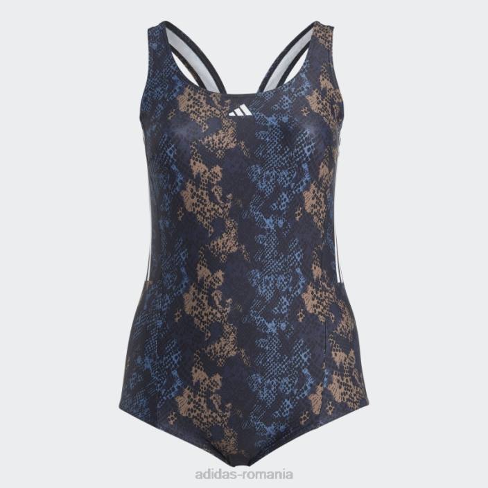 Adidas Costum de baie grafic cu 3 dungi (mărime plus) oțel femei otel/negru/pamant/alb 2JBN16549