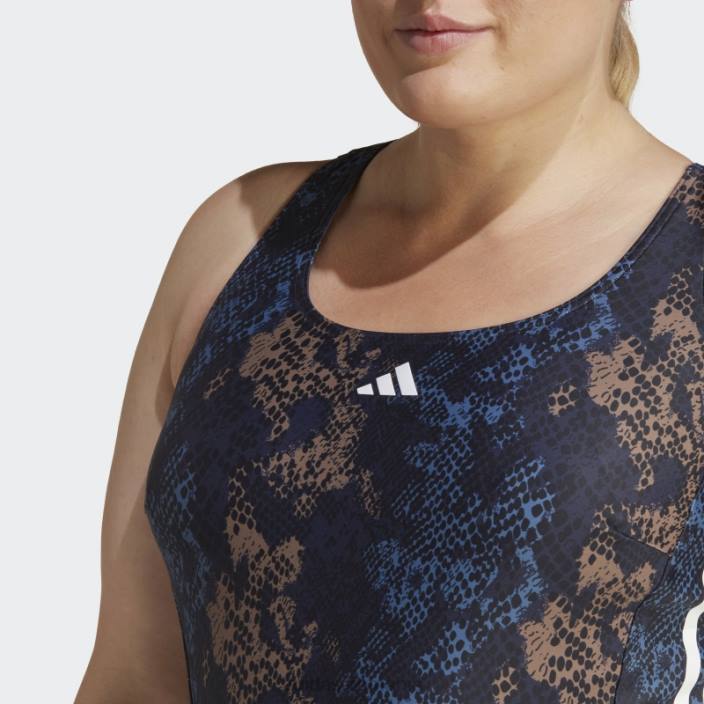 Adidas Costum de baie grafic cu 3 dungi (mărime plus) oțel femei otel/negru/pamant/alb 2JBN16549