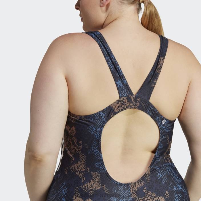 Adidas Costum de baie grafic cu 3 dungi (mărime plus) oțel femei otel/negru/pamant/alb 2JBN16549