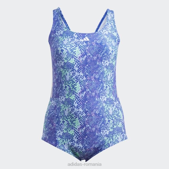 Adidas Costum de baie grafic cu 3 dungi (marime plus) violet femei violet/mentă/albastru zori/alb 2JBN10315