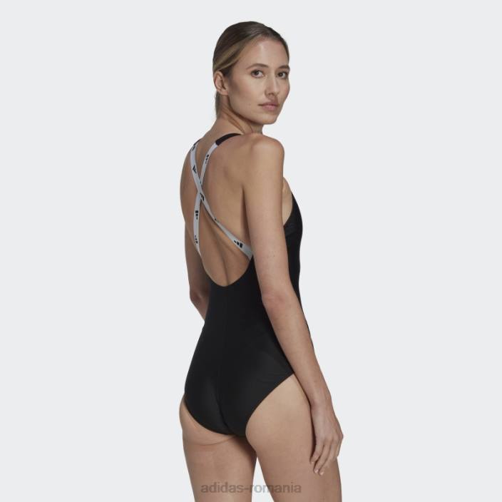 Adidas costum de baie bandă neagră femei alb negru 2JBN16700