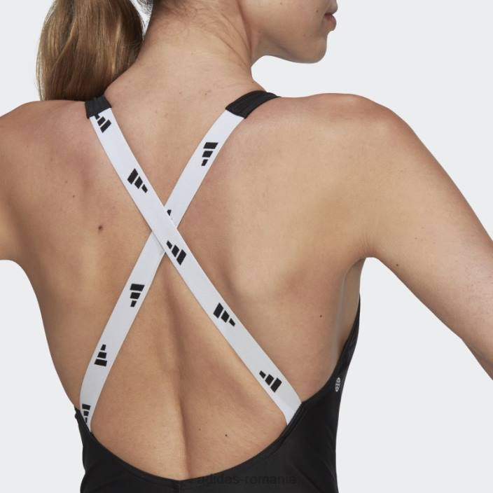 Adidas costum de baie bandă neagră femei alb negru 2JBN16700