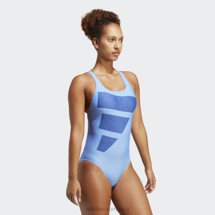 Adidas costum de baie grafic cu bare mari albastre femei albastru/albastru victorie/alb 2JBN16595