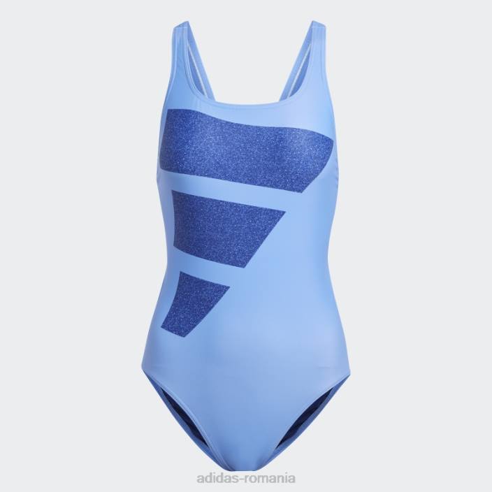 Adidas costum de baie grafic cu bare mari albastre femei albastru/albastru victorie/alb 2JBN16595