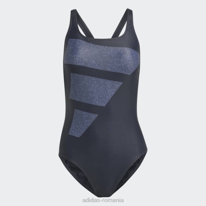 Adidas costum de baie grafic cu bare mari albe femei negru/argintiu violet/alb 2JBN16717