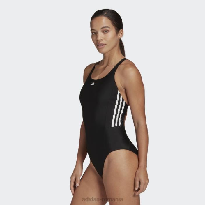 Adidas costum de baie negru cu 3 dungi mijlocii femei alb negru 2JBN16606
