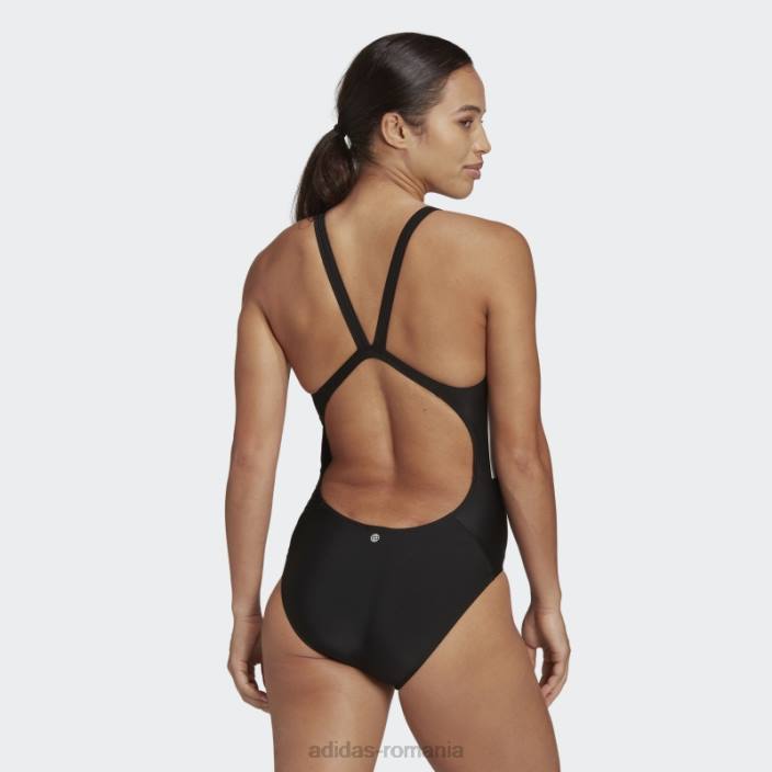 Adidas costum de baie negru cu 3 dungi mijlocii femei alb negru 2JBN16606