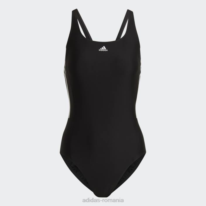 Adidas costum de baie negru cu 3 dungi mijlocii femei alb negru 2JBN16606