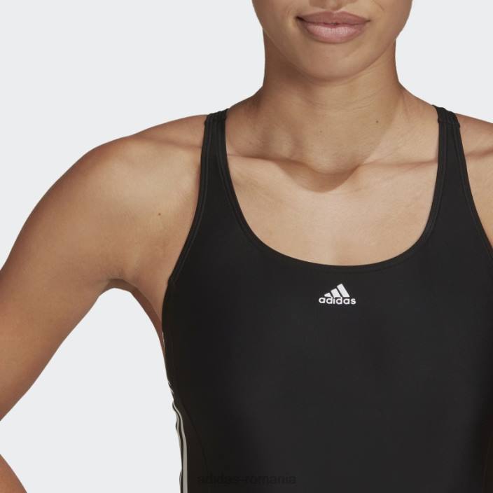 Adidas costum de baie negru cu 3 dungi mijlocii femei alb negru 2JBN16606