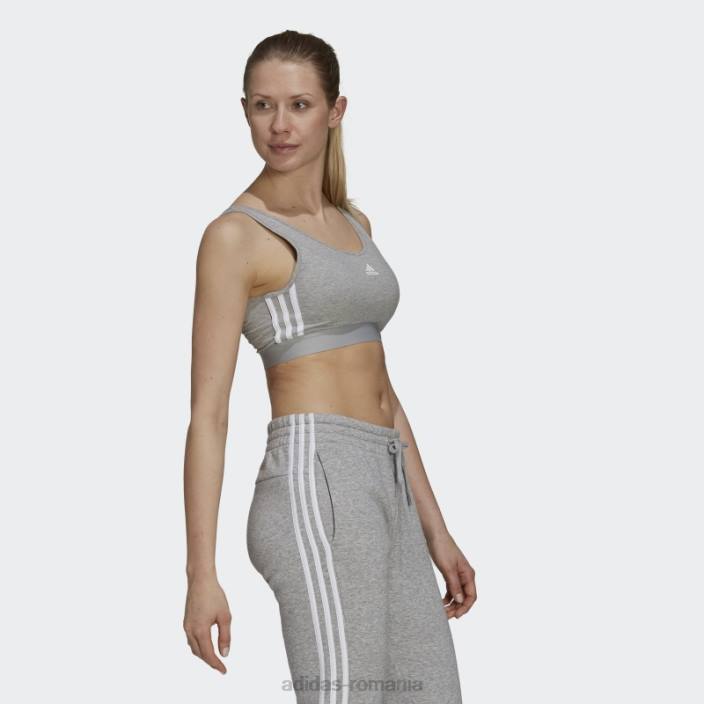 Adidas crop top cu 3 dungi gri mediu essentials cu tampoane detașabile adidas femei gri mediu/alb 2JBN3021