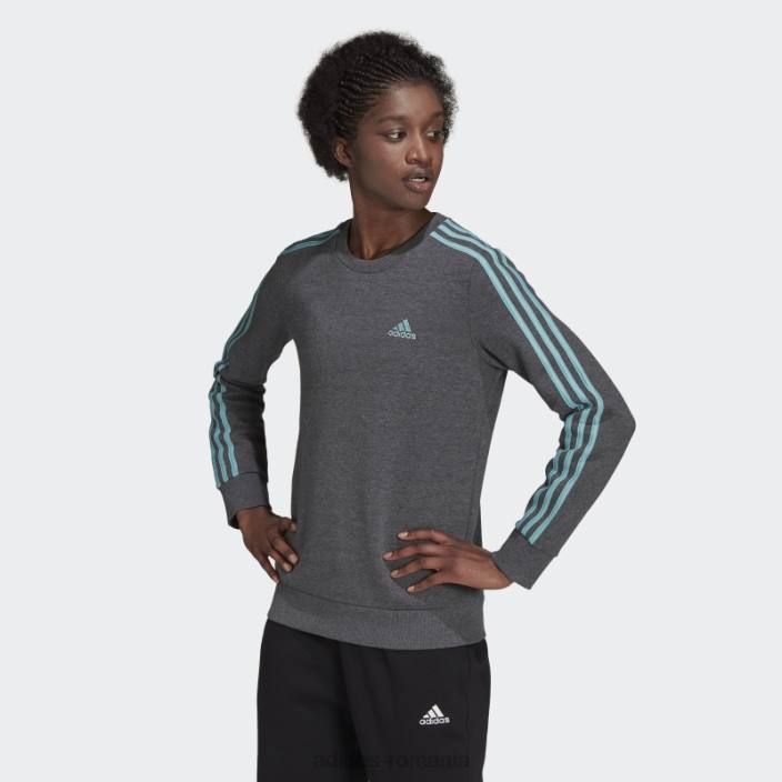 Adidas hanorac fleece cu 3 dungi gri închis, negru femei gri închis erica/mentă ton 2JBN2990