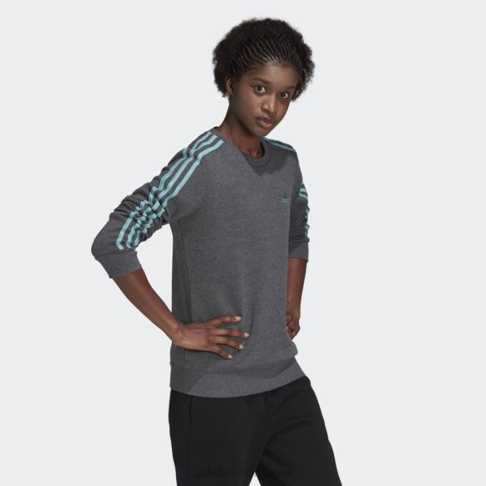 Adidas hanorac fleece cu 3 dungi gri închis, negru femei gri închis erica/mentă ton 2JBN2990