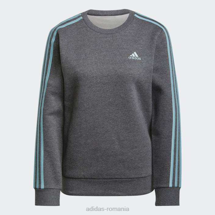 Adidas hanorac fleece cu 3 dungi gri închis, negru femei gri închis erica/mentă ton 2JBN2990