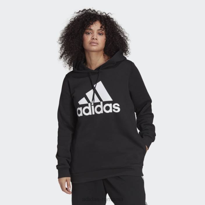 Adidas hanorac negru din fleece cu logo essentials (mărime plus) femei alb negru 2JBN2807