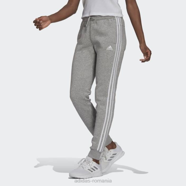 Adidas pantaloni essentials fleece cu 3 dungi gri mediu adidas femei gri mediu/alb 2JBN2286