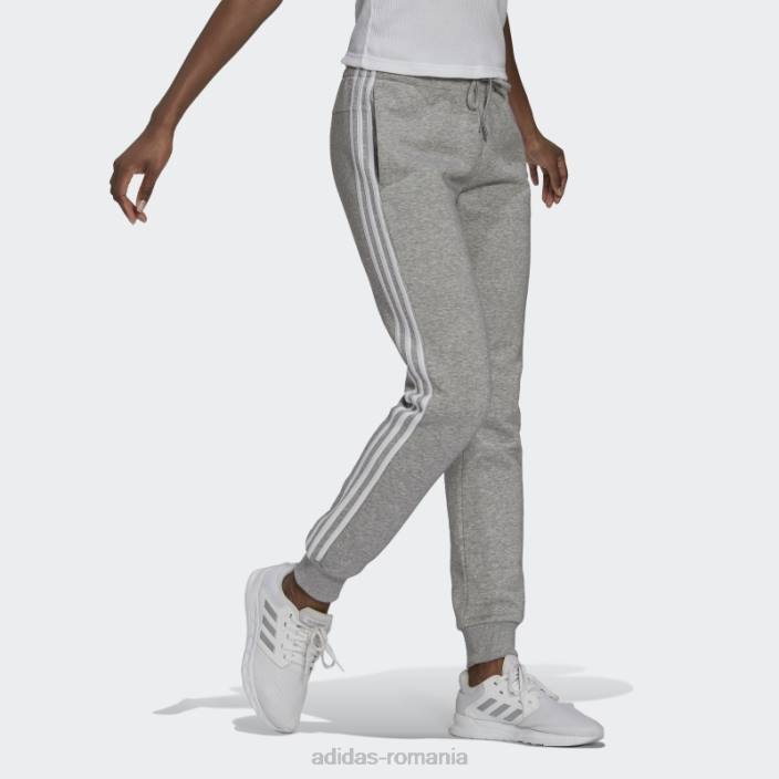 Adidas pantaloni essentials fleece cu 3 dungi gri mediu adidas femei gri mediu/alb 2JBN2286