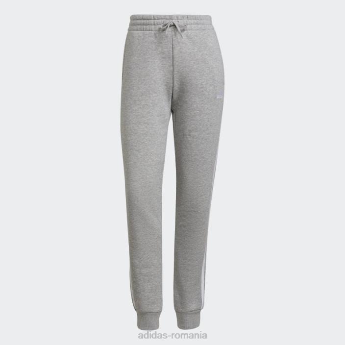 Adidas pantaloni essentials fleece cu 3 dungi gri mediu adidas femei gri mediu/alb 2JBN2286