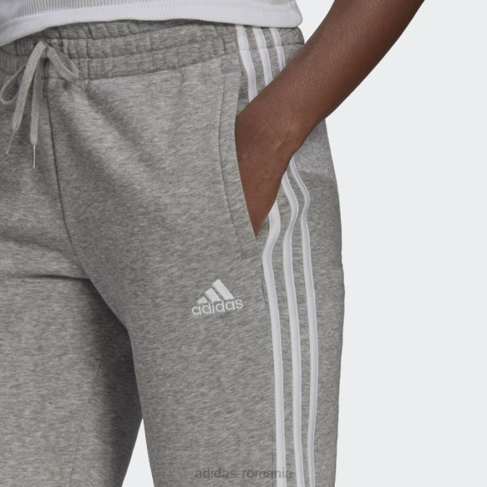 Adidas pantaloni essentials fleece cu 3 dungi gri mediu adidas femei gri mediu/alb 2JBN2286
