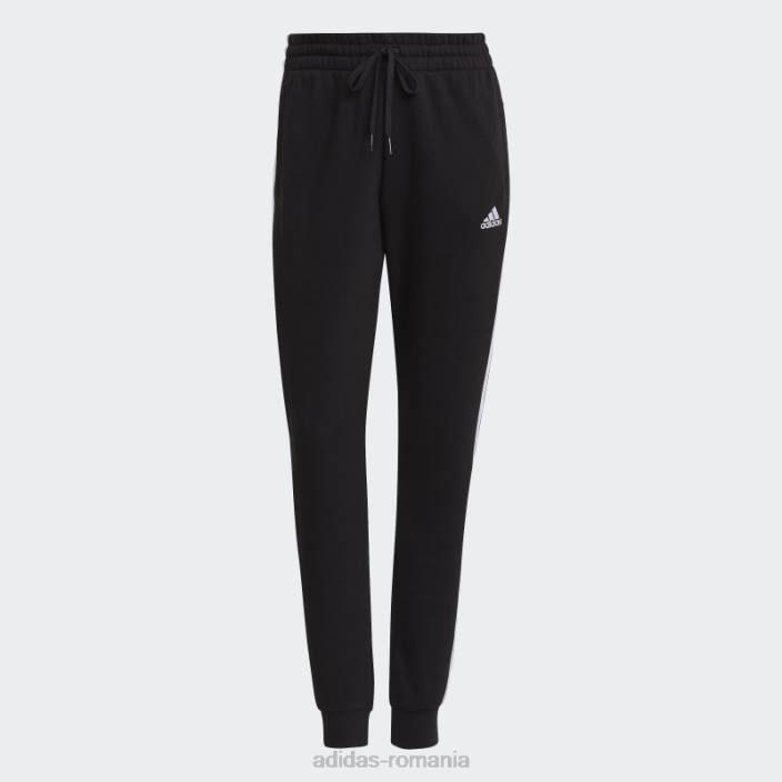 Adidas pantaloni fleece cu 3 dungi negri femei alb negru 2JBN2257