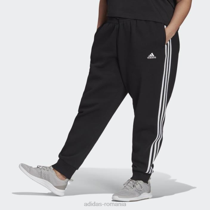 Adidas pantaloni fleece cu 3 dungi (plus mărime) negri adidas femei alb negru 2JBN3210