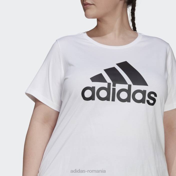 Adidas tricou alb cu logo essentials (mărime plus) femei alb negru 2JBN2758